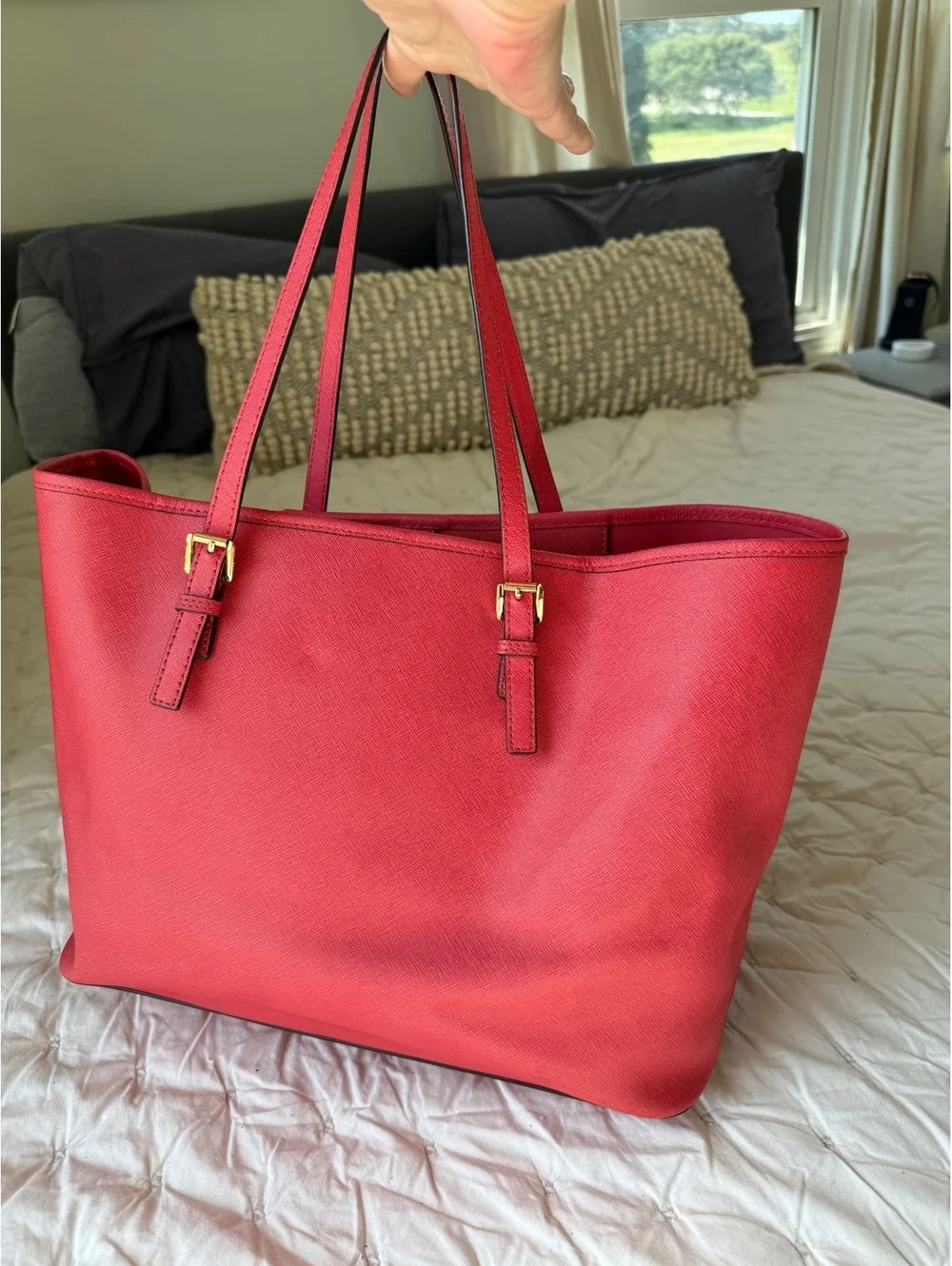 Michael Kors Jet Set Large Tote Pink Grapefruit Saffiano Leather (Cp2/hbp)
